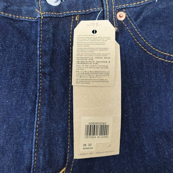 NEW Levi's 505 Jeans Men's 36x32 Straight Leg 100% Cotton Dark Wash Regular Fit - Picture 5 of 14